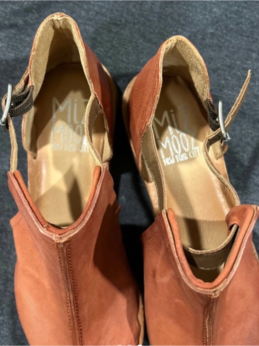 Miz Mooz Orange Suede Open-Toe Ankle Sandals - Picture 5 of 8
